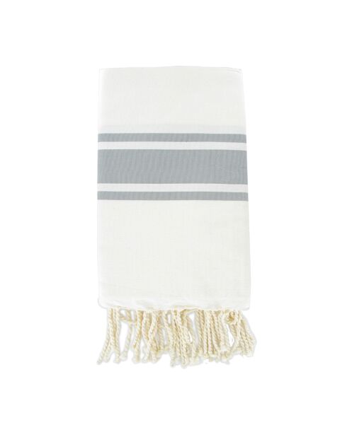 St Tropez Traditional Fouta wit/parelgrijs - 100x200 cm