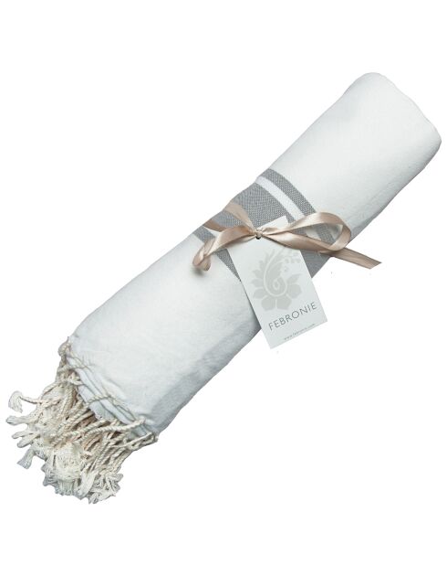 St Tropez Traditional Fouta wit/parelgrijs - 100x200 cm