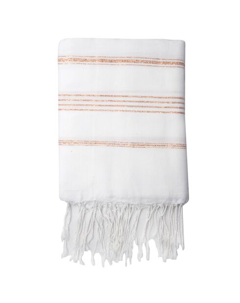Fouta Lurex Mykonos wit/koper - 100x200 cm