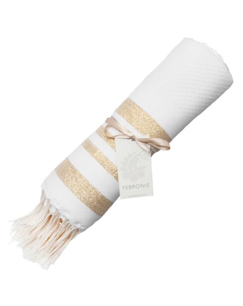 Hamptons Lurex Honeycomb Fouta weiß/gold - 100x200 cm