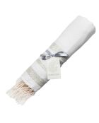 Hamptons Lurex Honeycomb Fouta weiß/silber - 100x200 cm