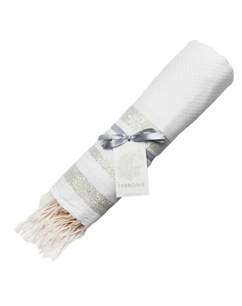 Hamptons Lurex Honeycomb Fouta weiß/silber - 100x200 cm