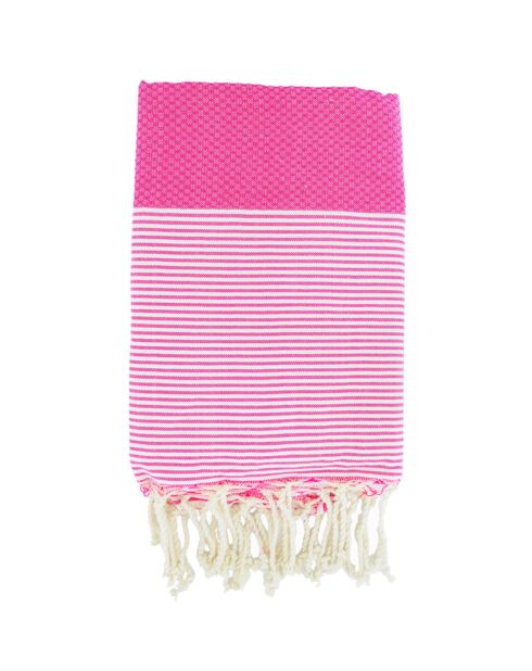 Ibiza Honeycomb Fouta fuchsia/weiß - 100x200 cm