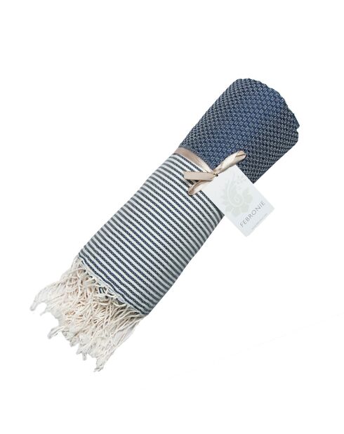 Ibiza Honeycomb Fouta jeans blu/bianco - 100x200 cm