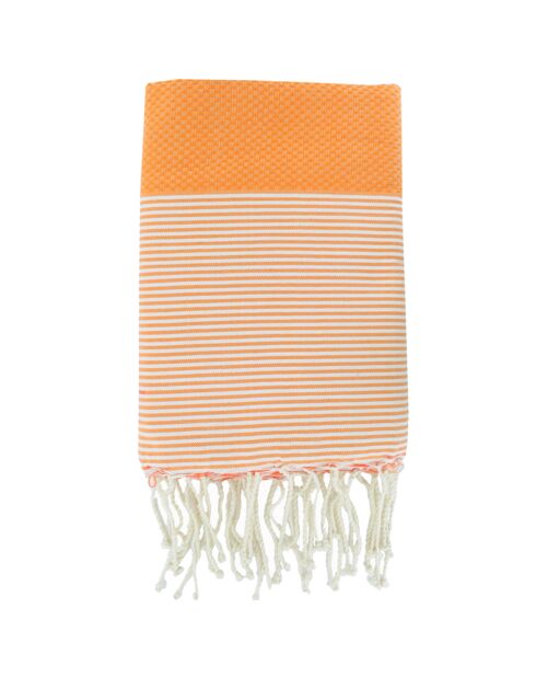 Fouta Ibiza Honeycomb naranja/blanco - 100x200 cm