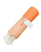 Fouta Nid d'Abeille Ibiza orange/blanc - 100x200 cm