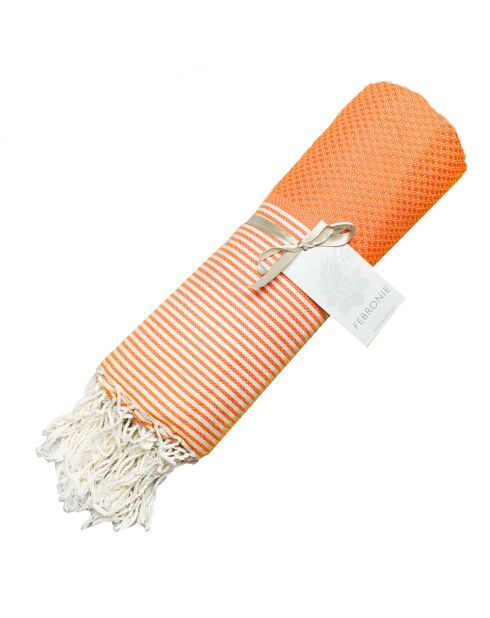Fouta Ibiza Honeycomb naranja/blanco - 100x200 cm