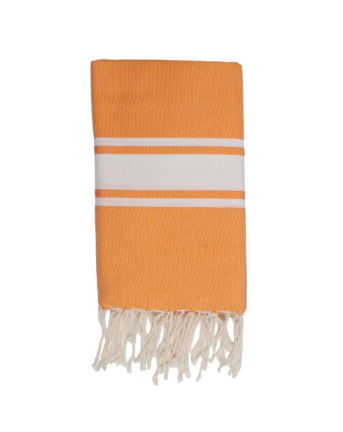 St Tropez Traditional Fouta orange/weiß - 100x200 cm