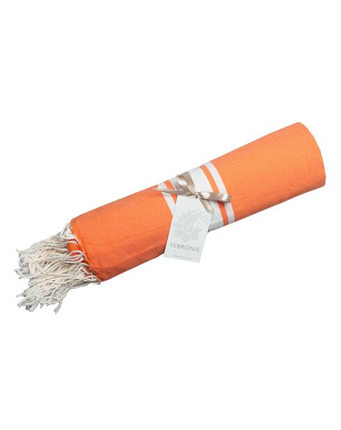 St Tropez Traditional Fouta orange/weiß - 100x200 cm