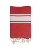 Fouta tradizionale St Tropez rosso/bianco - 100x200 cm