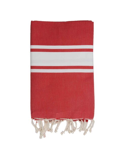 Fouta tradizionale St Tropez rosso/bianco - 100x200 cm