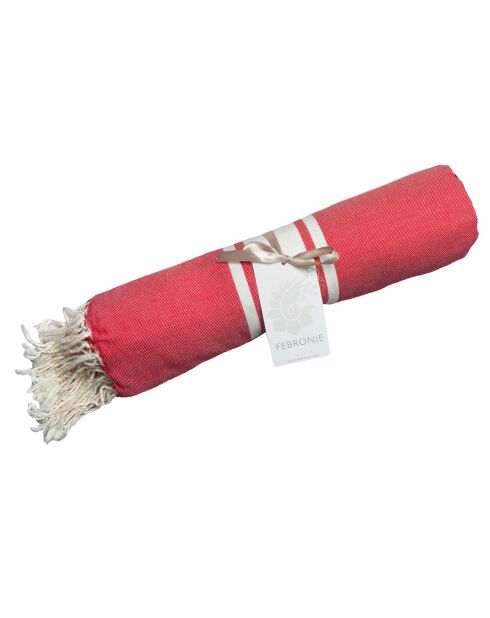 Fouta tradizionale St Tropez rosso/bianco - 100x200 cm