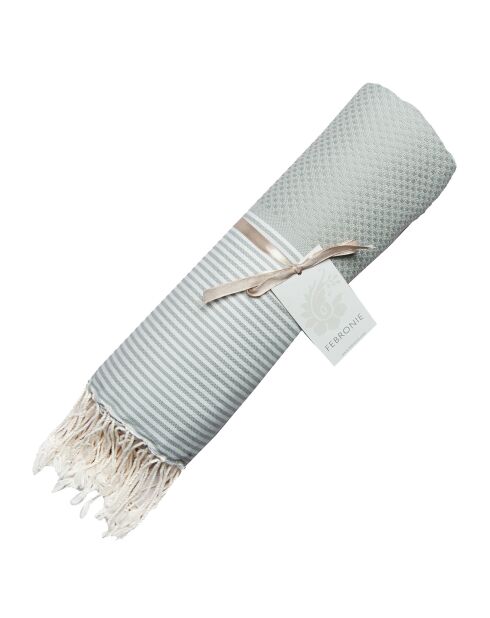 Fouta Ibiza Honeycomb Perlgrau/Weiß - 100x200 cm
