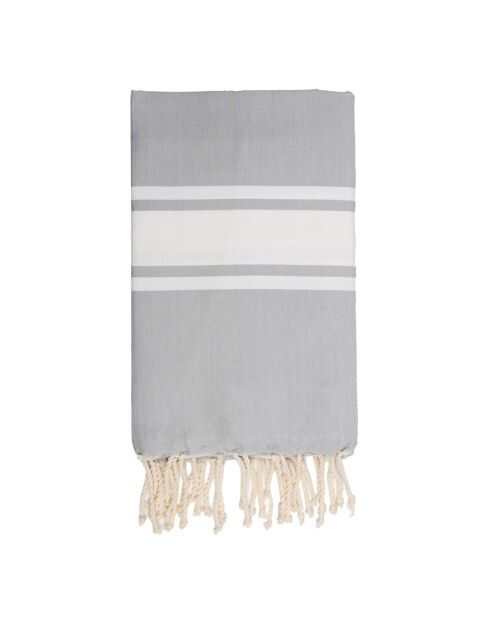 St Tropez Traditional Fouta Perle Grau/Weiß - 100x200 cm