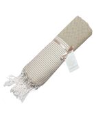 Ibiza Honeycomb Fouta helltaupe/weiß - 100x200 cm