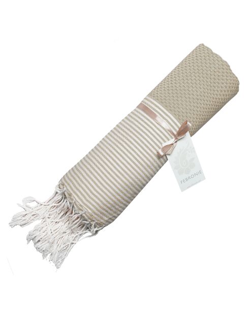Ibiza Honeycomb Fouta helltaupe/weiß - 100x200 cm