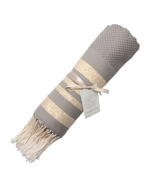 Hamptons Lurex Honeycomb Fouta helltaupe/gold - 100x200 cm