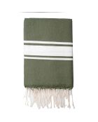 St Tropez Traditional Fouta khaki/weiß - 100x200 cm