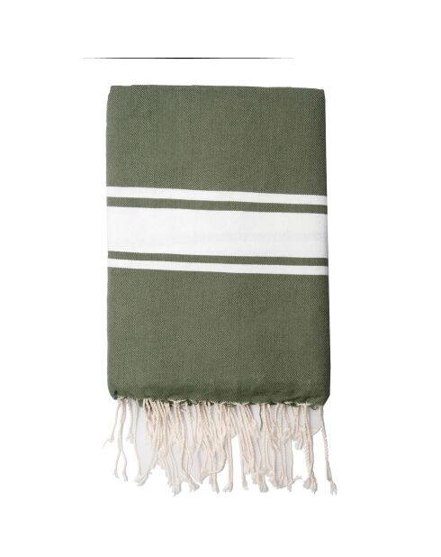 St Tropez Traditional Fouta khaki/weiß - 100x200 cm
