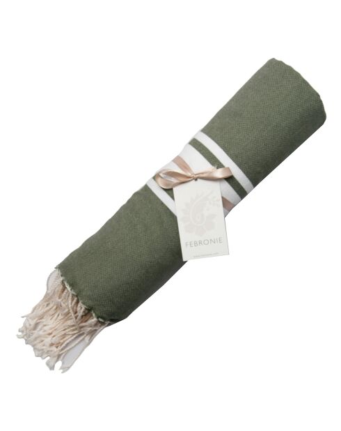 St Tropez Traditional Fouta khaki/weiß - 100x200 cm