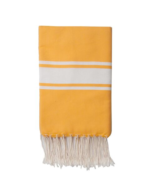 Fouta Traditionelle St Tropez jaune tournesol/blanc - 100x200 cm