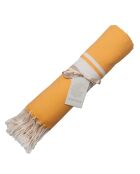 Fouta Traditionelle St Tropez jaune tournesol/blanc - 100x200 cm