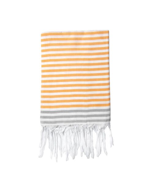 Fouta Bora Bora Sonnenblumengelb/Perlgrau - 100x200 cm