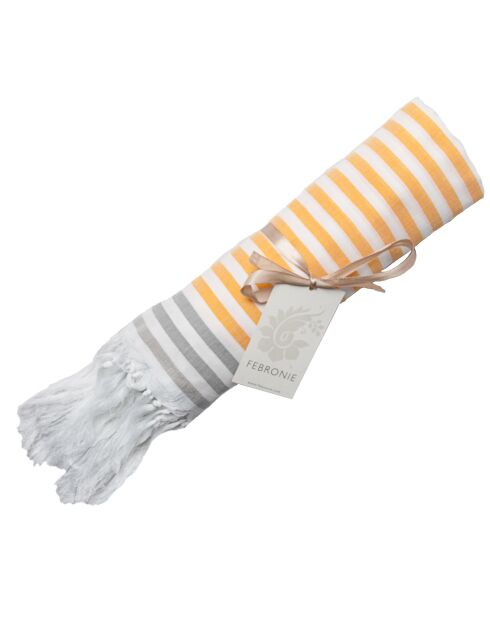 Fouta Bora Bora Sonnenblumengelb/Perlgrau - 100x200 cm