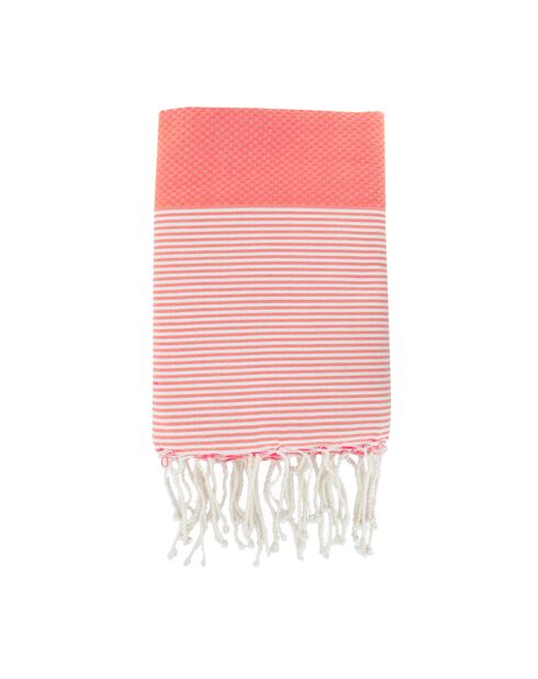 Ibiza Honeycomb Fouta coral naranja/blanco - 100x200 cm