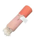Ibiza Honeycomb Fouta corallo arancione/bianco - 100x200 cm