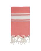 Fouta Traditionelle St Tropez orange corail/blanc - 100x200 cm