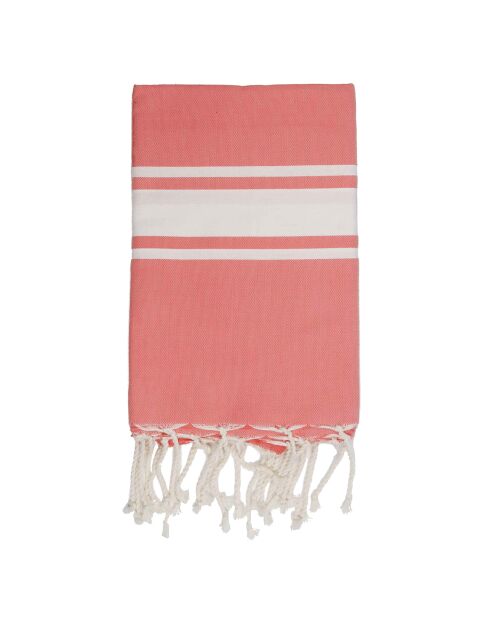 St Tropez Traditional Fouta Koralle, 100 x 200 cm, Orange/Weiß