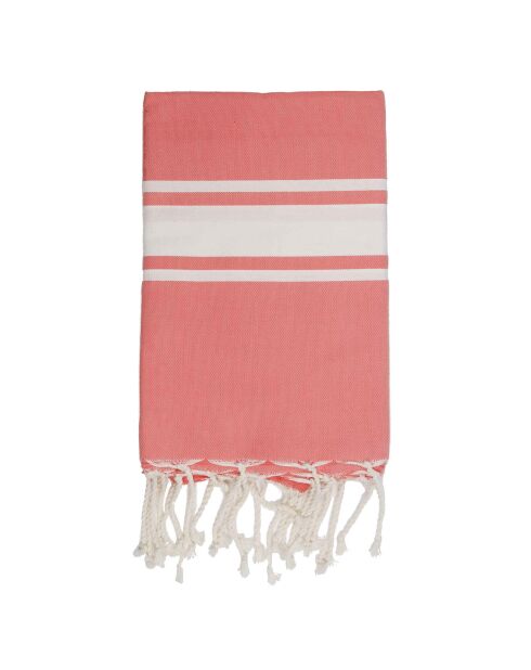 Fouta Traditionelle St Tropez orange corail/blanc - 100x200 cm