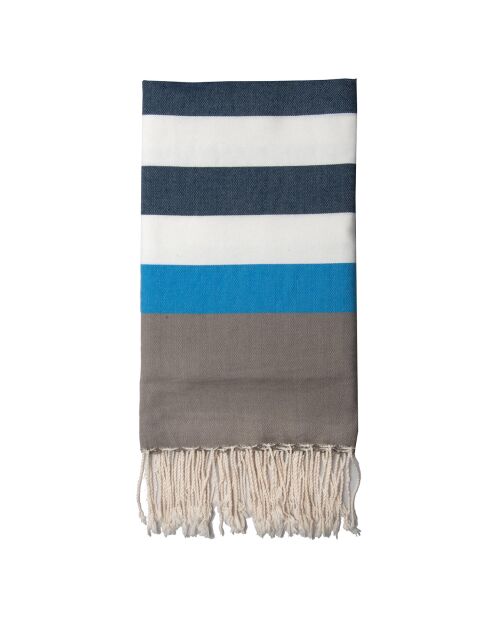 Fouta Arcachon blanco/marrón claro/azul vaquero/azul celeste - 100x200 cm