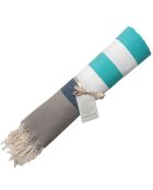 Vaquero Fouta Arcachon blanco/marrón claro/turquesa/azul - 100x200 cm