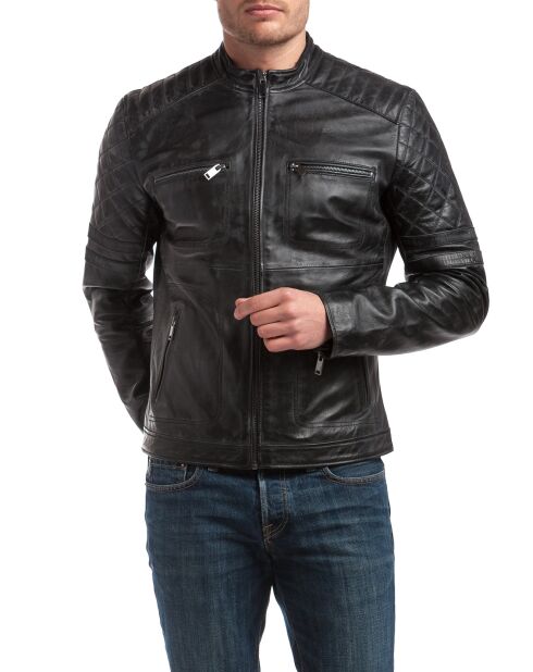 Veste en Cuir Cameron noire