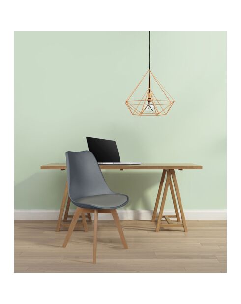 2 Chaises scandinaves avec coussin grises - 48x51x82.5 cm