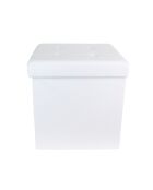 Coffre pouf pliable blanc - 38x38x38 cm