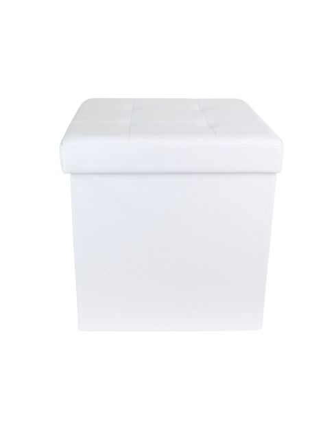Coffre pouf pliable blanc - 38x38x38 cm