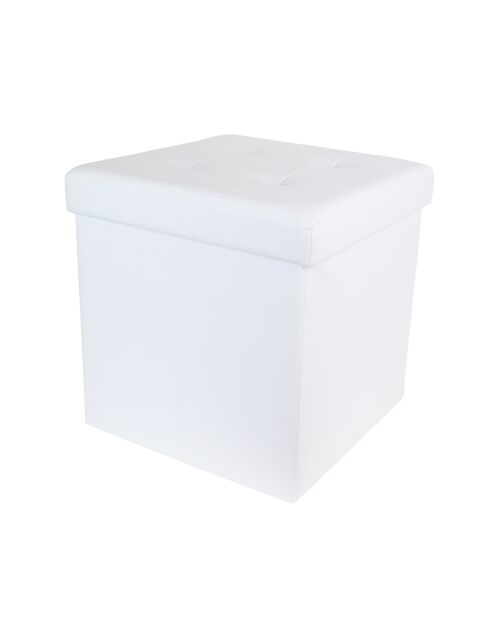 Coffre pouf pliable blanc - 38x38x38 cm