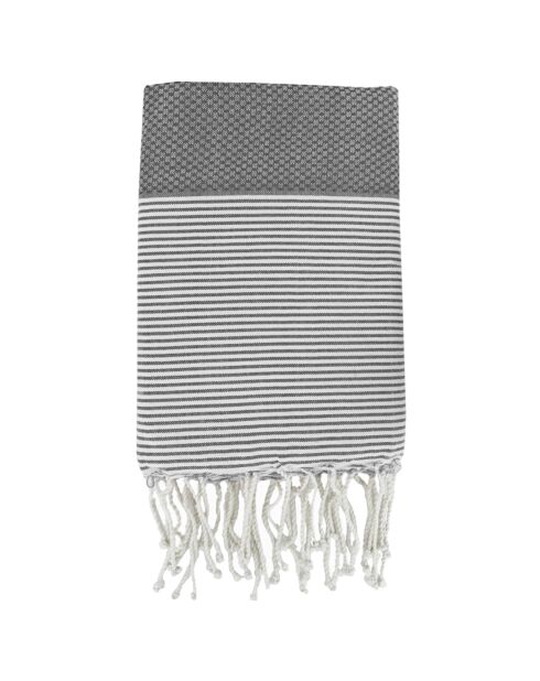 Fouta Ibiza Honeycomb mittelgrau/weiß - 100x200 cm