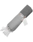 Fouta Ibiza Honeycomb mittelgrau/weiß - 100x200 cm