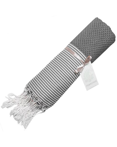 Fouta Ibiza Honeycomb mittelgrau/weiß - 100x200 cm