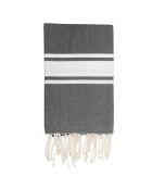 Fouta Traditionnelle St Tropez gris moyen/blanc - 100x200 cm