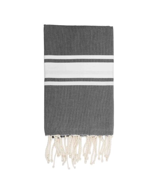 Fouta Traditionnelle St Tropez gris moyen/blanc - 100x200 cm