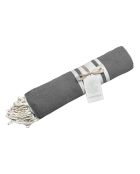 Fouta Traditionnelle St Tropez gris moyen/blanc - 100x200 cm