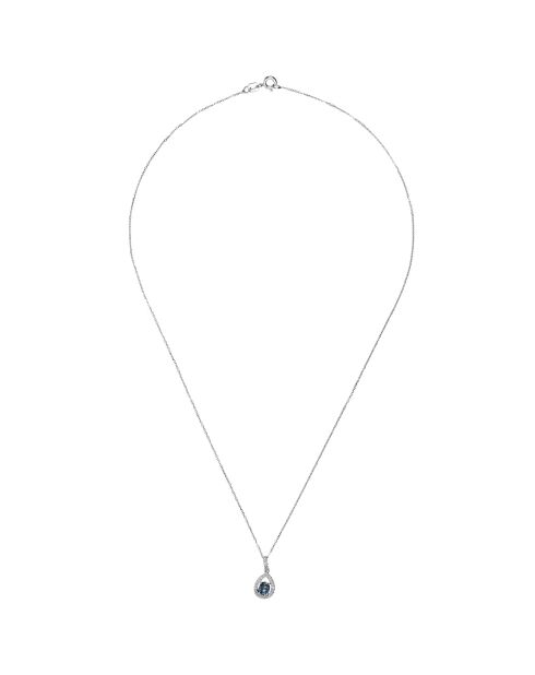 Pendentif Larme Bleu Nuit Diamants 0.08 ct Saphir 0.31 ct or blanc
