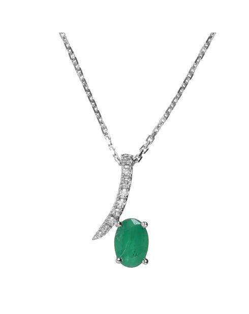 Pendentif Belle Emeraude Diamants 0.04 ct Emeraude 0.53 ct or blanc
