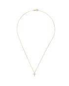 Pendentif & Chaîne Sacrée Croix Diamants 0.17 ct or jaune