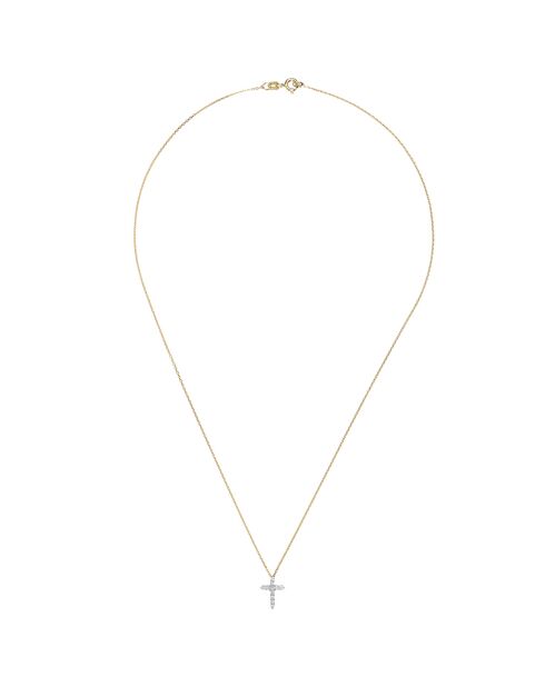 Pendentif & Chaîne Sacrée Croix Diamants 0.17 ct or jaune